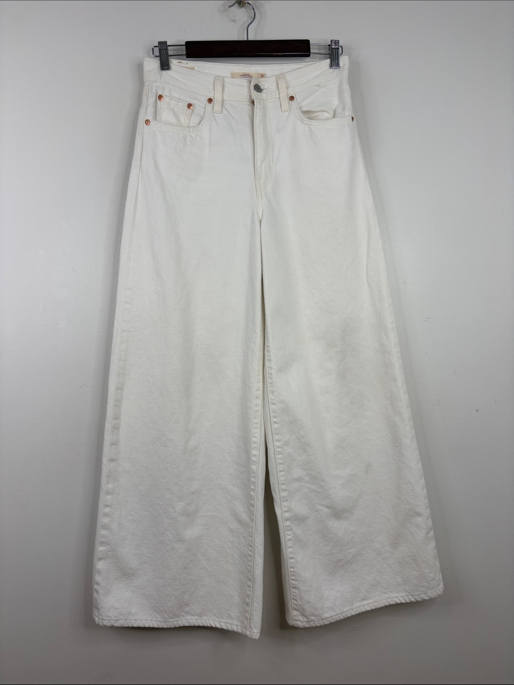 Levi's Jeans Womens 25 x 29 Off White XL Flood Wide Leg Slouchy Relaxed Loose